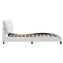 Bed frame with LED lights white PE leather 160x200 cm by , Beds and slatted bases - Ref: Foro24-3213942, Price: 266,82 €, Dis...