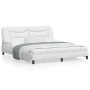 Bed frame with LED light white synthetic leather 180x200cm by , Beds and slatted bases - Ref: Foro24-3213949, Price: 271,08 €...