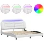 Bed frame with LED light white synthetic leather 180x200cm by , Beds and slatted bases - Ref: Foro24-3213949, Price: 266,88 €...