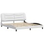 Bed frame with LED light white synthetic leather 180x200cm by , Beds and slatted bases - Ref: Foro24-3213949, Price: 271,08 €...