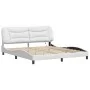 Bed frame with LED light white synthetic leather 180x200cm by , Beds and slatted bases - Ref: Foro24-3213949, Price: 266,88 €...