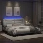 Bed frame with LED light white synthetic leather 180x200cm by , Beds and slatted bases - Ref: Foro24-3213949, Price: 266,88 €...