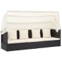 Tumbona cama jardín techo ratán sintético negro de vidaXL, Camas para exteriores - Ref: Foro24-46156, Precio: 390,49 €, Descu...