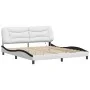 Bed frame with LED light PE leather white black 180x200 cm by , Beds and slatted bases - Ref: Foro24-3213954, Price: 268,86 €...