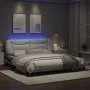 Bed frame with LED light PE leather white black 180x200 cm by , Beds and slatted bases - Ref: Foro24-3213954, Price: 268,86 €...