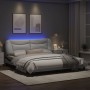 Estructura de cama con luz LED cuero PE blanco negro 180x200 cm de , Camas y somieres - Ref: Foro24-3213954, Precio: 269,61 €...