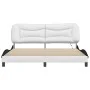 Bed frame with LED light PE leather white black 180x200 cm by , Beds and slatted bases - Ref: Foro24-3213954, Price: 268,86 €...