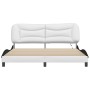 Estructura de cama con luz LED cuero PE blanco negro 180x200 cm de , Camas y somieres - Ref: Foro24-3213954, Precio: 269,61 €...