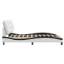 Bed frame with LED light PE leather white black 180x200 cm by , Beds and slatted bases - Ref: Foro24-3213954, Price: 268,86 €...