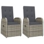 Liegende Gartensessel mit Kissen, 2 Stück, graues PE-Rattan von , Gartenstühle - Ref: Foro24-319539, Preis: 273,50 €, Rabatt: %