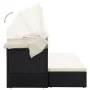 Tumbona cama jardín techo ratán sintético negro de vidaXL, Camas para exteriores - Ref: Foro24-46156, Precio: 407,14 €, Descu...