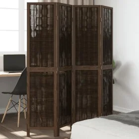 Dark brown paulownia wood 4-panel dividing screen by , Room dividers - Ref: Foro24-358658, Price: 93,30 €, Discount: %