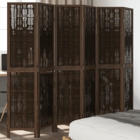 Dark brown paulownia wood 6-panel separator screen by , Room dividers - Ref: Foro24-358666, Price: 137,88 €, Discount: %