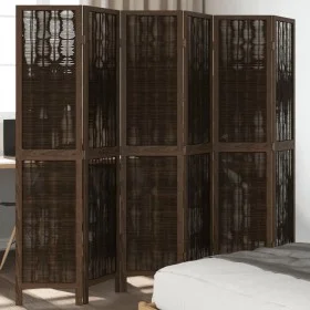 Dark brown paulownia wood 6-panel separator screen by , Room dividers - Ref: Foro24-358666, Price: 136,11 €, Discount: %