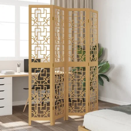 4-panel partition screen solid paulownia wood brown by , Room dividers - Ref: Foro24-358867, Price: 104,91 €, Discount: %