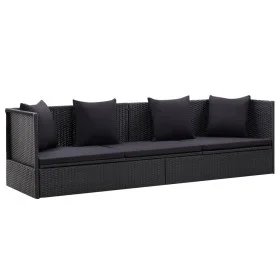 Garden sofa with black synthetic rattan cushions and pillows by vidaXL, Loungers - Ref: Foro24-46087, Price: 286,84 €, Discou...