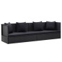 Gartensofa mit schwarzen synthetischen Rattankissen und Kissen von vidaXL, Liegen - Ref: Foro24-46087, Preis: 299,81 €, Rabat...