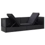Garden sofa with black synthetic rattan cushions and pillows by vidaXL, Loungers - Ref: Foro24-46087, Price: 286,84 €, Discou...