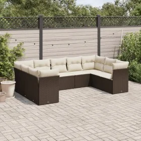 9-piece garden sofa set and brown synthetic rattan cushions by , Garden sets - Ref: Foro24-3218133, Price: 593,86 €, Discount: %