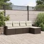 5-teiliges Garten-Essset und braune Kissen aus synthetischem Rattan von , Gartensets - Ref: Foro24-3220092, Preis: 319,82 €, ...
