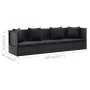 Garden sofa with black synthetic rattan cushions and pillows by vidaXL, Loungers - Ref: Foro24-46087, Price: 286,84 €, Discou...