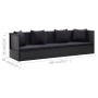 Gartensofa mit schwarzen synthetischen Rattankissen und Kissen von vidaXL, Liegen - Ref: Foro24-46087, Preis: 299,81 €, Rabat...