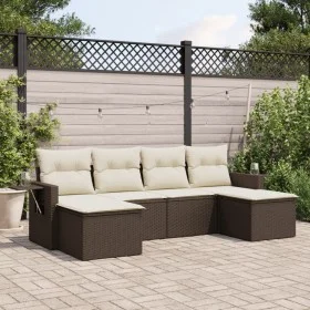 6-piece garden sofa set and brown synthetic rattan cushions by , Garden sets - Ref: Foro24-3220522, Price: 362,25 €, Discount: %