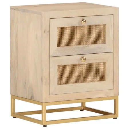 Mesita de noche madera maciza de mango y hierro 40x30x50 cm de , Mesitas de noche - Ref: Foro24-372019, Precio: 150,58 €, Des...