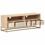 TV cabinet solid mango wood and iron 110x30x40 cm by , CD and DVD storage - Ref: Foro24-372012, Price: 162,21 €, Discount: %