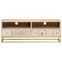 TV cabinet solid mango wood and iron 110x30x40 cm by , CD and DVD storage - Ref: Foro24-372012, Price: 162,21 €, Discount: %