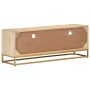 TV cabinet solid mango wood and iron 110x30x40 cm by , CD and DVD storage - Ref: Foro24-372012, Price: 162,21 €, Discount: %