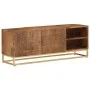 TV-Schrank aus massivem Mangoholz und Eisen, 110 x 30 x 40 cm von , CD- und DVD-Speicher - Ref: Foro24-371996, Preis: 229,04 ...