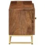 TV cabinet solid mango wood and iron 110x30x40 cm by , CD and DVD storage - Ref: Foro24-371996, Price: 229,04 €, Discount: %