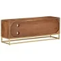 TV-Schrank aus massivem Mangoholz und Eisen, 110 x 30 x 40 cm von , CD- und DVD-Speicher - Ref: Foro24-371996, Preis: 229,04 ...