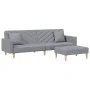 2-seater sofa bed with pillows and stool in light gray fabric by , Sofas - Ref: Foro24-3216258, Price: 363,59 €, Discount: %