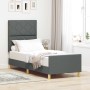 Estructura de cama con cabecera Gris oscuro 80 x 200 cm tela