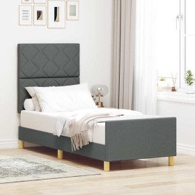 Estructura de cama con cabecera Gris oscuro 80 x 200 cm tela