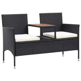 2-seater garden bench and black synthetic rattan table 143 cm by vidaXL, garden benches - Ref: Foro24-46146, Price: 182,94 €,...