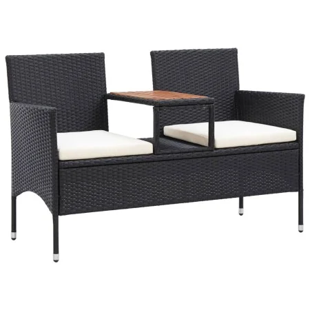 2-seater garden bench and black synthetic rattan table 143 cm by vidaXL, garden benches - Ref: Foro24-46146, Price: 182,94 €,...