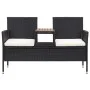 2-seater garden bench and black synthetic rattan table 143 cm by vidaXL, garden benches - Ref: Foro24-46146, Price: 182,94 €,...