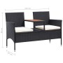 2-seater garden bench and black synthetic rattan table 143 cm by vidaXL, garden benches - Ref: Foro24-46146, Price: 178,62 €,...