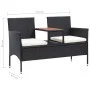 2-seater garden bench and black synthetic rattan table 143 cm by vidaXL, garden benches - Ref: Foro24-46146, Price: 182,94 €,...