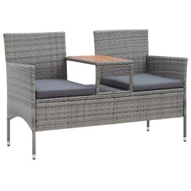 2-Sitzer Gartenbank mit synthetischem Rattan Tisch grau 143 cm von vidaXL, Gartenbänke - Ref: Foro24-46147, Preis: 186,91 €, ...