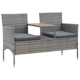 Garden bench 2 seats with gray synthetic rattan table 143 cm by vidaXL, garden benches - Ref: Foro24-46147, Price: 181,97 €, ...