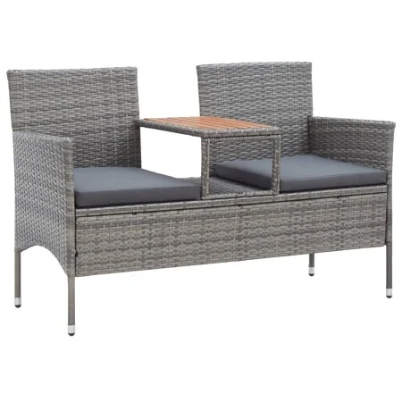 Garden bench 2 seats with gray synthetic rattan table 143 cm by vidaXL, garden benches - Ref: Foro24-46147, Price: 181,97 €, ...