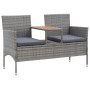 Banco de jardín 2 plazas con mesita ratán sintético gris 143 cm de vidaXL, Bancos de jardín - Ref: Foro24-46147, Precio: 184,...