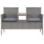 Garden bench 2 seats with gray synthetic rattan table 143 cm by vidaXL, garden benches - Ref: Foro24-46147, Price: 184,66 €, ...