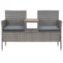 Garden bench 2 seats with gray synthetic rattan table 143 cm by vidaXL, garden benches - Ref: Foro24-46147, Price: 181,97 €, ...