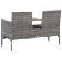 Garden bench 2 seats with gray synthetic rattan table 143 cm by vidaXL, garden benches - Ref: Foro24-46147, Price: 181,97 €, ...