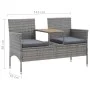 Garden bench 2 seats with gray synthetic rattan table 143 cm by vidaXL, garden benches - Ref: Foro24-46147, Price: 181,97 €, ...